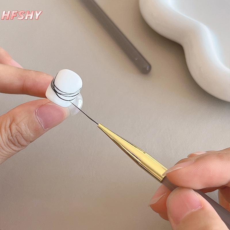 HFSHY 1 Chiếc Hai Đầu Móng Tay Nghệ Thuật Bàn Chải Đa Năng Sọc Lót Bàn Chải Mô Hình Nước Ripple DIY Thiết Kế Lông Cứng Bàn Chải Móng Tay Nghệ Thuật Dụng Cụ VN
