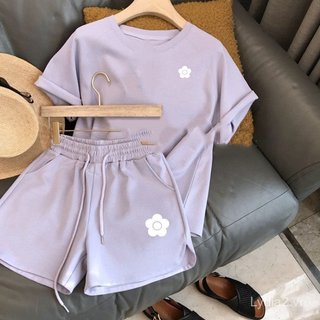 [Khuyến mãi giới hạn] Bộ đồ thể thao nữ plus size phong cách Hàn Quốc - Áo thun ngắn tay và quần short dáng rộng