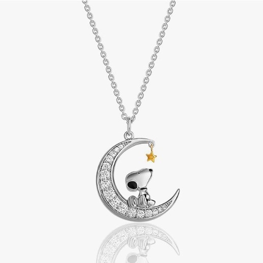 Snoopy Star Moon Mặt Dây Chuyền Nữ Niche Thiết Kế Kẻ Sọc Đá Quý Ánh Sáng Sang Trọng Cao Cấp Áo Len Dây Chuyền