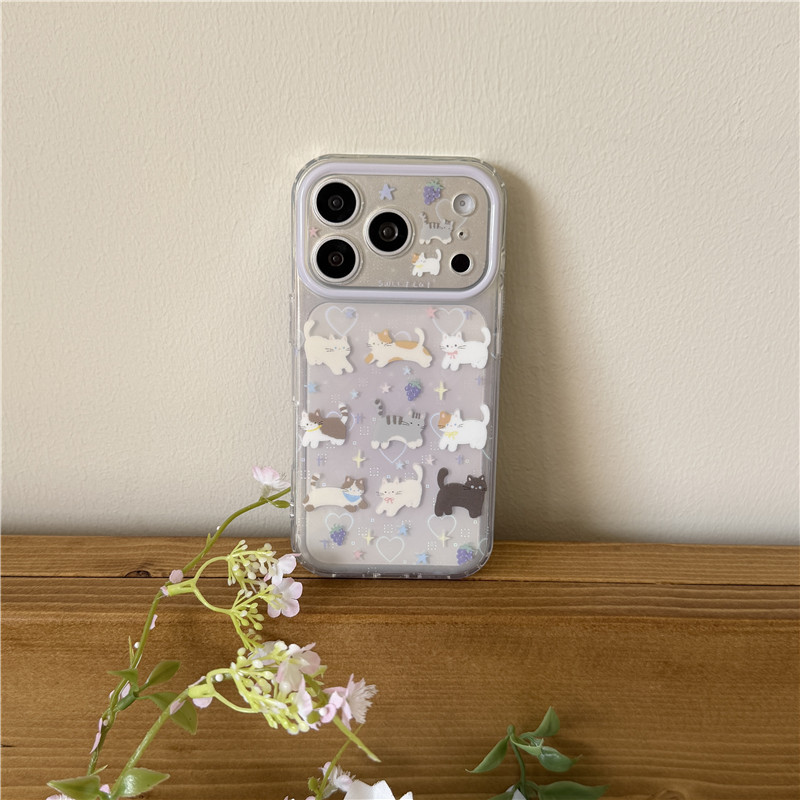 IPhone 17 Pro max 16 Pro max Laser Hearted Cat pattern Chất liệu TPU Vỏ điện thoại xử lý IMD