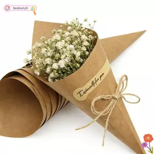 BEABOUT 50 Chiếc Ống Gói Bó Hoa, DIY Handmade Giấy Kraft Hoa Nón Giá Đỡ, Phong Cách Cổ Điển Có Dây Thẻ Confetti Giá Đỡ Trang Trí Đám Cưới