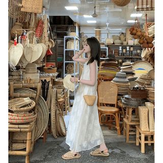 Đầm Vest Không Tay Phong Cách Pháp Dành Cho  Nữ, Đầm Dài  Cao Cấp Mùa Hè Không Lưng