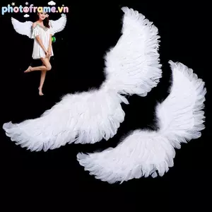 Khung Ảnh Hình Nuốt Cánh Lông Thiên Thần Trắng Có Dây Đeo Đàn Hồi Cho Trẻ Em Tiệc Cosplay Halloween Trang Trí Sinh Nhật VN