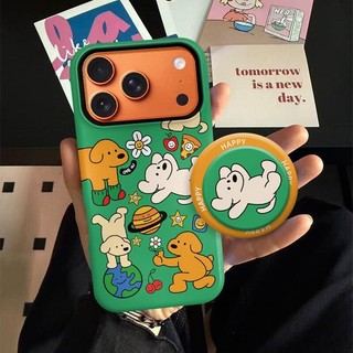 Ốp bảo vệ chó con nghịch ngợm cho iPhone 11 12promax 13pro15pro 15promax 14 14promax 14pro 16 pro max 16 plus 17 17promax hai trong một ốp lưng
