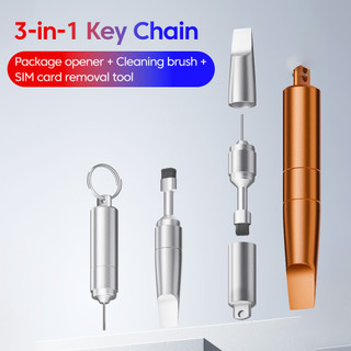 Elough 3 trong 1 Móc chìa khóa đa chức năng Dụng cụ mở gói Bàn chải làm sạch Công cụ loại bỏ thẻ SIM