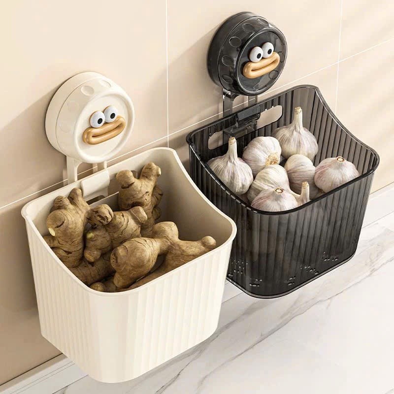 Sét 2 Hộp đựng Hành Tỏi Rau Củ và các vật dụng khác Có Móc Treo Dán Tường Siêu Tiện Lợi
