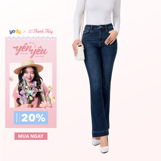 Quần jean nữ ống loe gấu nhăn YODY co giãn nhẹ siêu tôn dáng QJN7067