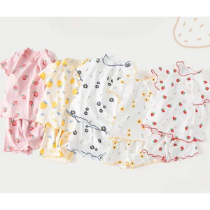 Bé Gái Mỏng Tay Ngắn Loungewear Phù Hợp Với Bộ Đồ Ngủ Mùa Hè Quần Năm Điểm Bộ Đồ Hai Mảnh 80-130 Size 2FOZ