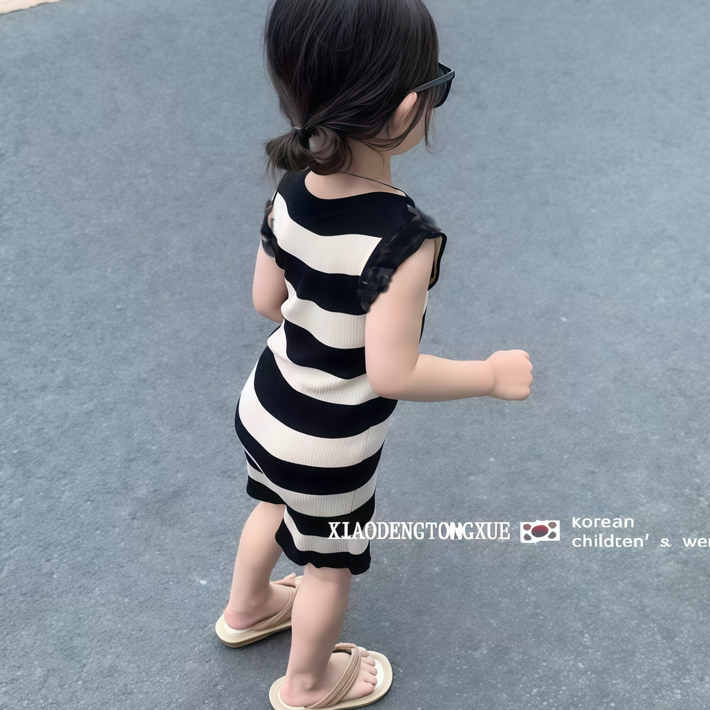 Váy mùa hè cho bé gái Hàn Quốc Váy sọc không tay phong cách phương Tây 80-150 Size 05IT