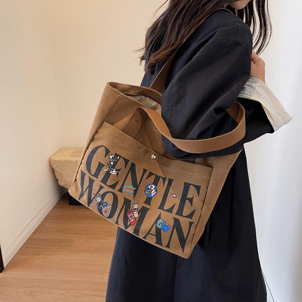 Túi Tote LEOTA Gentlewoman, Túi Đeo Vai Vải Thương Hiệu Thời Trang GM Thái Lan, In Hình Thường Dung Tích Lớn
