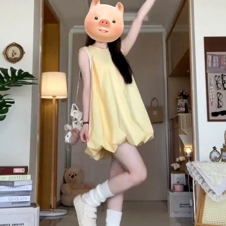 Váy babydoll sát nách dáng phồng bí phong cách ngọt ngào điệu đà hottrend XIMIMI SP436