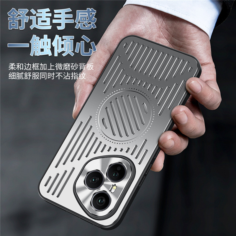 Ốp điện thoại rỗng hợp kim nhôm cho Honor 400 Pro 300 200 100 90 80 Pro Vỏ bảo vệ viền mềm chống rơi Vỏ tản nhiệt mùa hè Vỏ từ tính