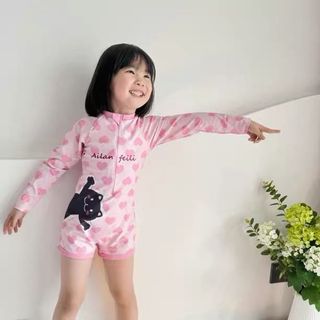 Đồ bơi bé gái liền thân - áo tắm tay dài chống nắng nhanh khô họa tiết dễ thương