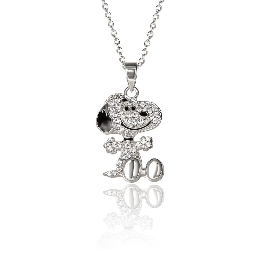 Hoạt Hình Snoopy Hồng Đào Trái Tim Vòng Cổ Cặp Đôi Quà Tặng Mặt Dây Chuyền Hoạt Hình Chó Xương Đòn Dây Chuyền Ngày Lễ Tình Nhân Vòng Cổ