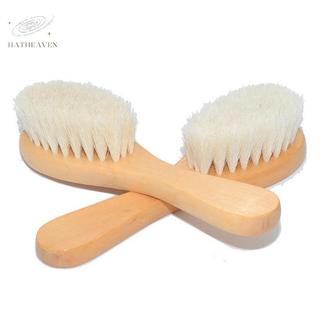 [hatheaven] Chăm sóc em bé Len nguyên chất tự nhiên cho bé Bàn chải tóc Bàn chải tóc cho bé Sơ sinh Lược chải tóc cho trẻ sơ sinh Máy mát xa đầu Nice
