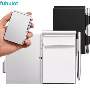 FUHUIOT Nhôm Notepad, Di Động Có Miếng Ghi Nhớ Máy Tính Xách Tay Bỏ Túi Kim Loại, Notepad Du Lịch Có Bút Giấy Bền Có Thể Đổ Lại Văn Phòng Memo Pad Đồ Dùng Kinh Doanh