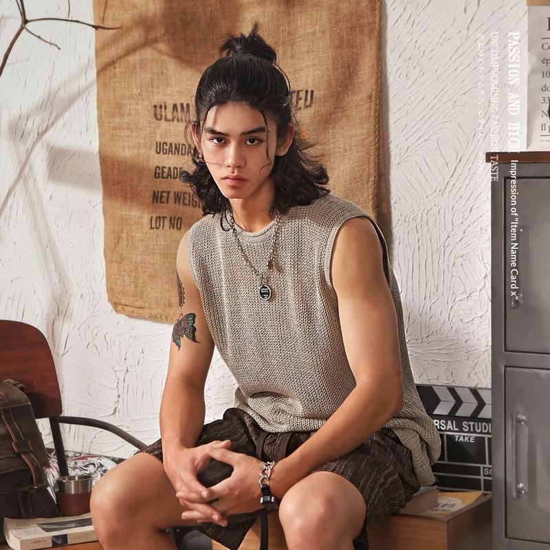 Áo len không tay style boho mát mẻ dành cho nam mùa hè