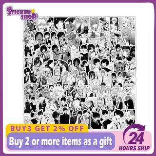 103 Chiếc Đen Trắng Anime Cưa Xích Người Miếng Dán DIY Sổ Lưu Niệm Hành Lý Laptop Miếng Dán Đồ Chơi Trẻ Em