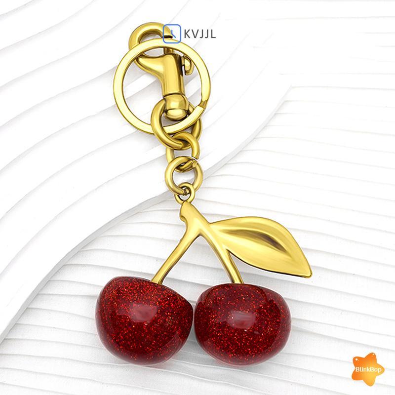 [KvJJL-t] Mặt dây chuyền anh đào vàng lấp lánh cho túi nhựa lấp lánh Mặt dây chuyền anh đào cho ví Móc khóa quyến rũ Phụ kiện Giáng sinh lễ hội mới