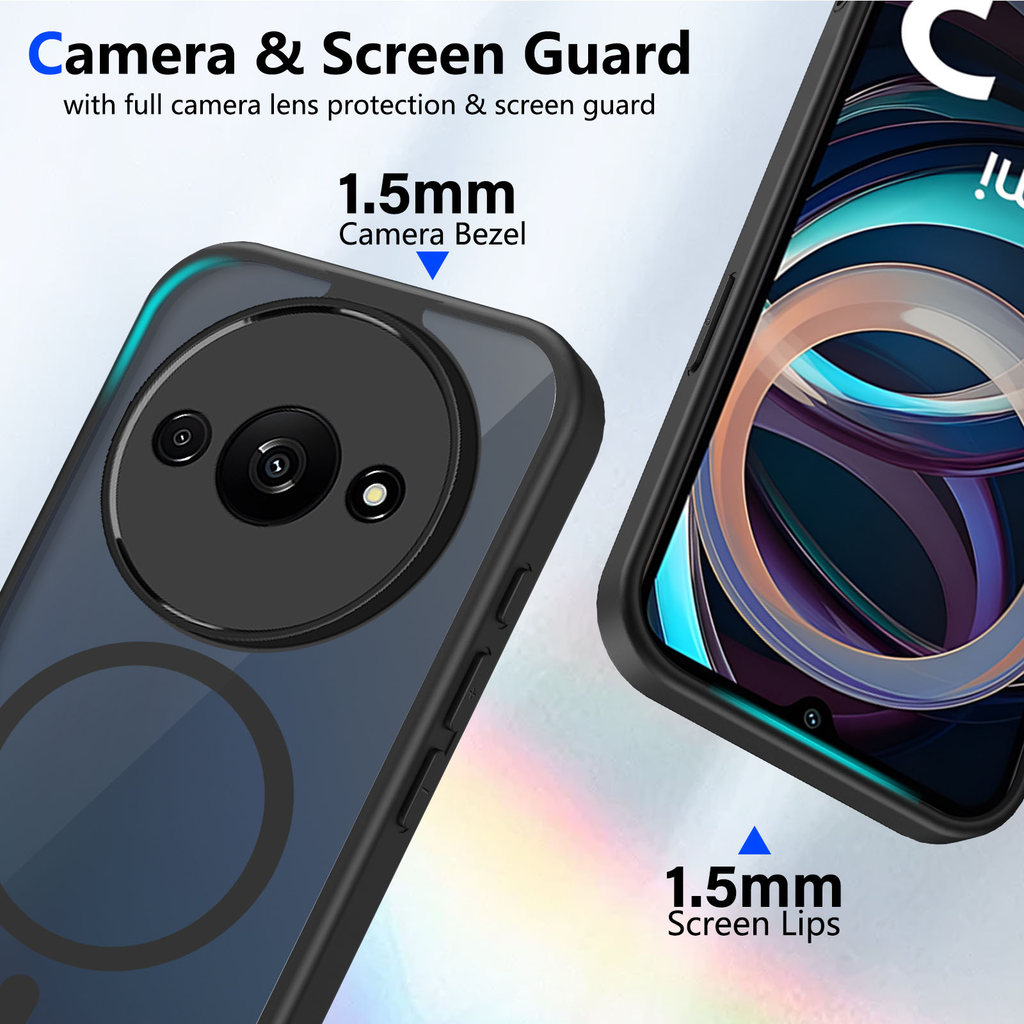 Ốp lưng Redmi A3 Vỏ thu hút từ tính màu đen mờ cho ốp điện thoại Redmi A3