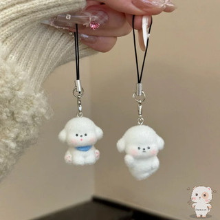 【Chamvn】Dây đeo điện thoại hình chú chó 3D bằng nhung mềm mại dùng để treo làm từ nhựa đáng yêu