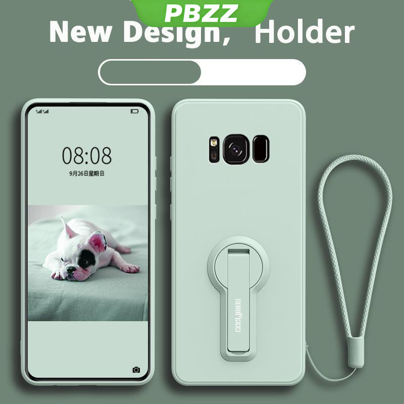 Ốp điện thoại Samsung S8/S8 Plus mềm, chống sốc, viền vuông, 360° kèm giá đỡ, thiết kế mới, silicon bảo vệ