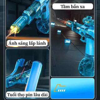 [MẪU MỚI 2026] Súng nước CÓ ĐÈN, súng nước tự động Glock trong suốt, đồ chơi cho bé ngoài trời quà tặng cho bé