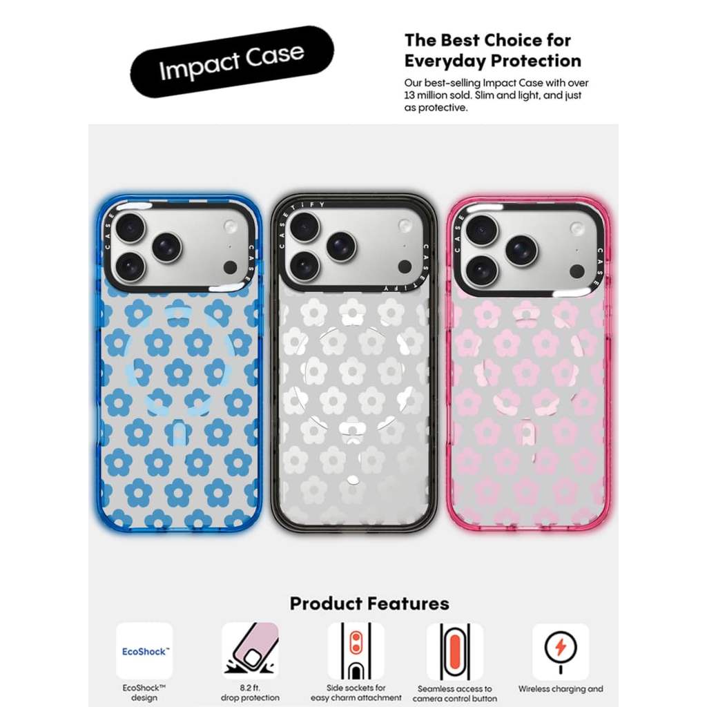 CASECASE X Màu Xám Hoa Ốp Lưng Điện Thoại Đen / Bầu Trời Xanh / Hồng Fizz Kẹo Bộ Sưu Tập Màu Sắc Trong Suốt Cứng Hút Từ Tính Tác Động Cho IPhone 13 14 15 16 17Pro Max Plus Có Hộp