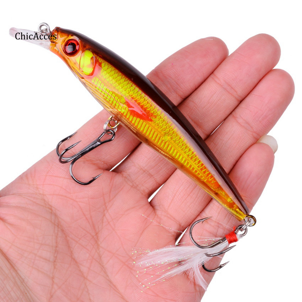 Mồi câu cá ChicAcces Minnow 11.2cm - Mồi bơi nhân tạo với móc sắc bén, phù hợp cho cả nước ngọt và nước mặn