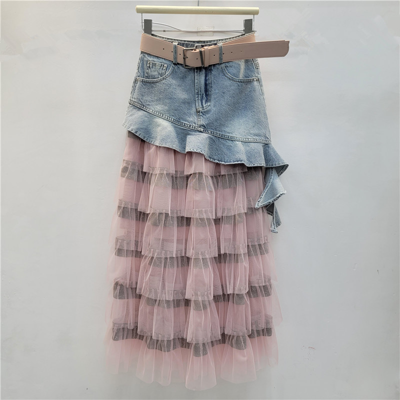 Lưới Khâu Xù Denim Midi cho Nữ - Phong Cách Mới Mùa Hè 2026