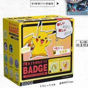 Huy hiệu hộp mù Pokemon Anime 75mm + Bộ thẻ Mini sưu tập Merch