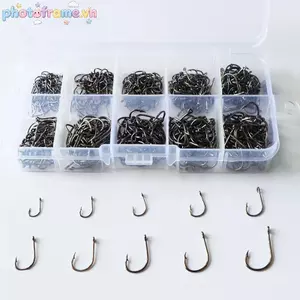 Khung ảnh kèm 500 móc câu thép carbon đa kích cỡ, hộp bán lẻ tiện lợi cho người yêu câu cá