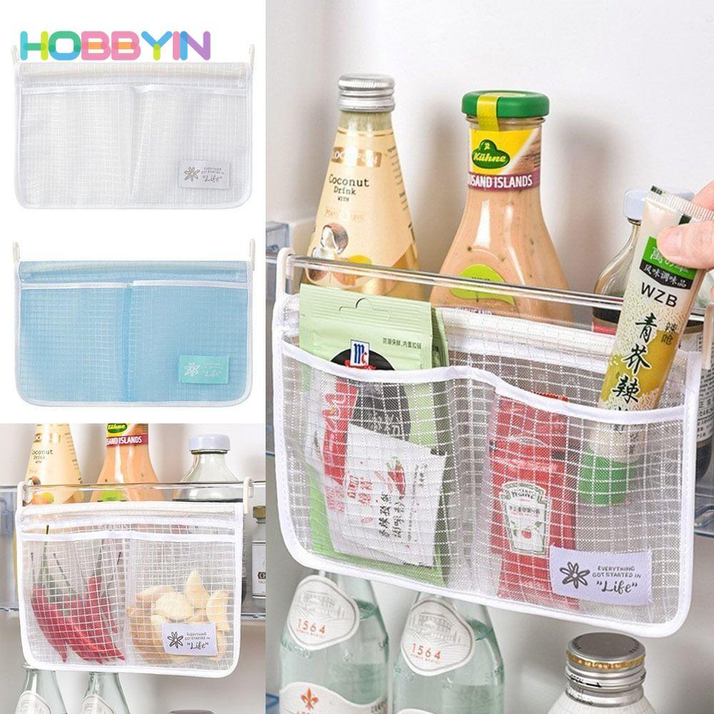HOBBYIN Túi đựng tủ lạnh HOBBYIN, Túi đựng đồ nhà bếp lưới đôi, Quà tặng có móc treo tủ lạnh dung tích lớn