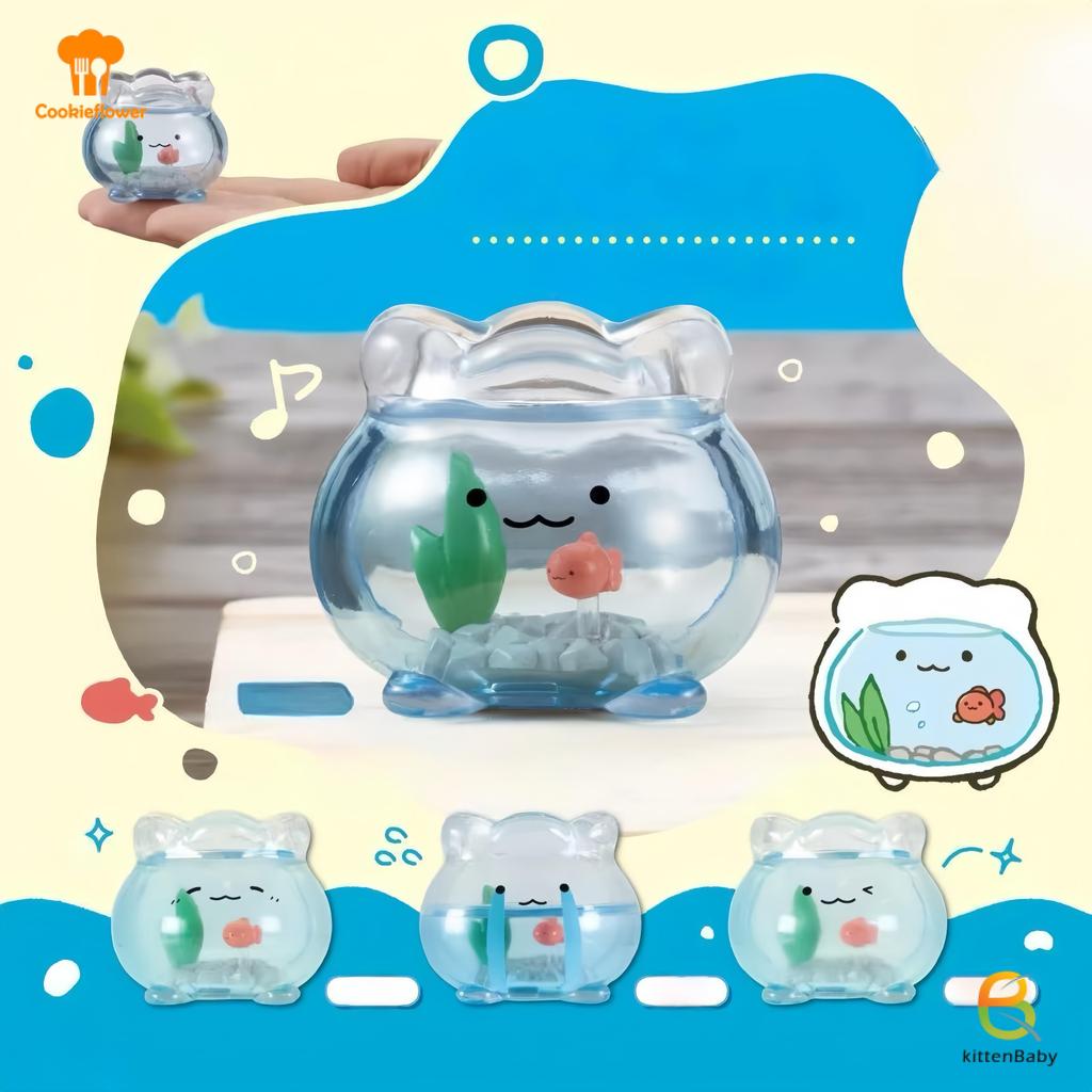 [Kitten-t] 1 Cái Trang Trí Máy Tính Để Bàn Mini Trong Suốt Cá Vàng Jun Biểu Hiện Hộp Mù Kawaii Mini Hình Quà Tặng Bất Ngờ Mới