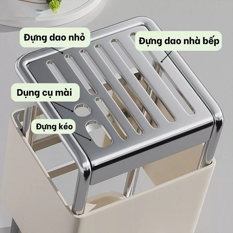Giá Để Dao Thông Minh Bằng Thép Carbon - Gọn Nhẹ, Kèm Khay Hứng Nước, Lưu Trữ Dao Kéo Hiệu Quả, Gian Bếp Gọn Gàng
