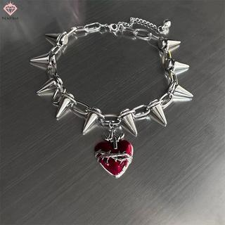 [PCW-T] Vintage Y2K Nelace Dành Cho Nữ Thời Trang Nhung Bướm sel Cổ Pha Lê Ne Chain Gothic Dây Xích