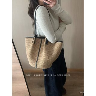 Mùa xuân hè mới du lịch bãi biển thiết kế thích hợp túi tote dung tích lớn túi du lịch rơm dệt một vai dành cho nữ