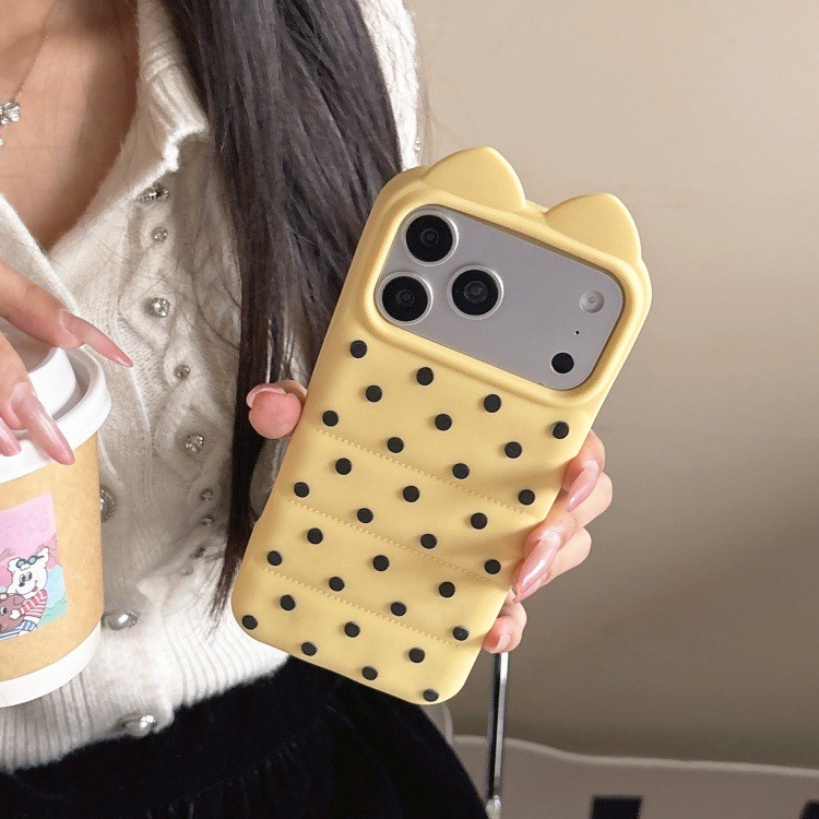 Thích hợp cho Apple 17promax Polka Dot Cat Ears Silicone 14PROMAX 13 Cặp Đôi Bao Gồm Điện Thoại