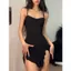 Đầm xẻ hoa Niche đen cổ điển kiểu Mỹ chính hãng