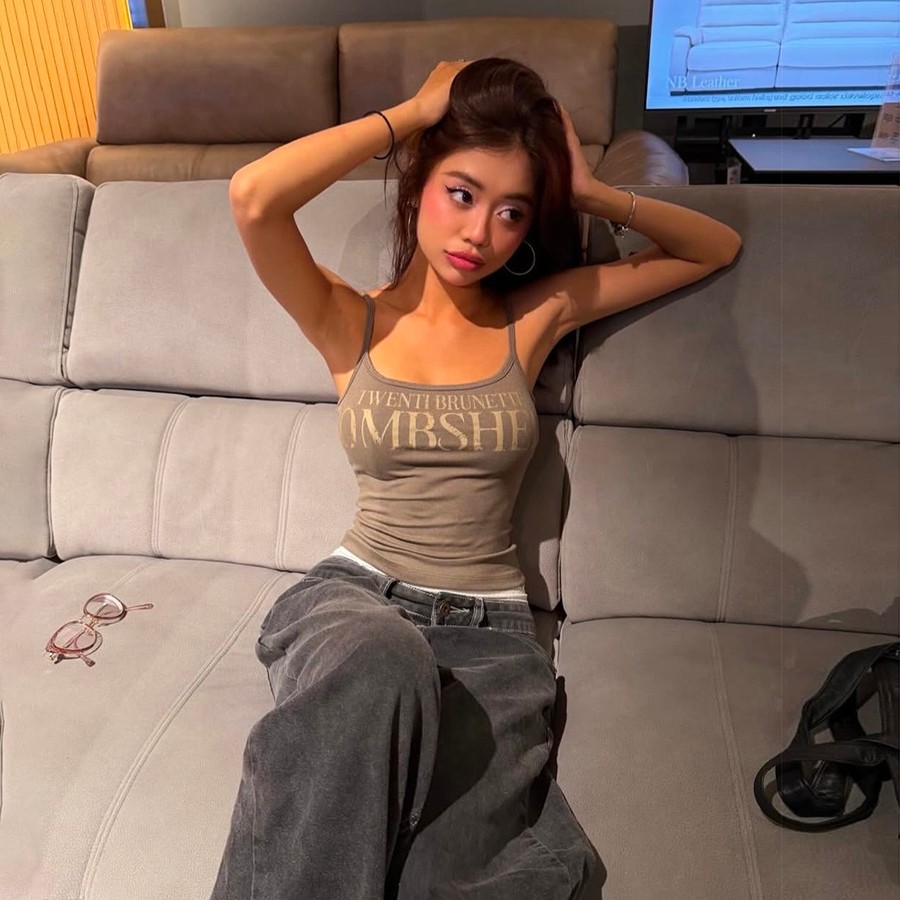 Camisole nữ cổ thấp co giãn, phong cách thể thao gợi cảm cho mùa hè