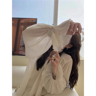 Vải Mềm Màu Tím Thoáng Khí Nơ Lớn Áo Sơ Mi Mùa Hè Rời Hàng Ngày Đi Lại Nữ Ren Voan Dài Tay Tính Khí Cao @