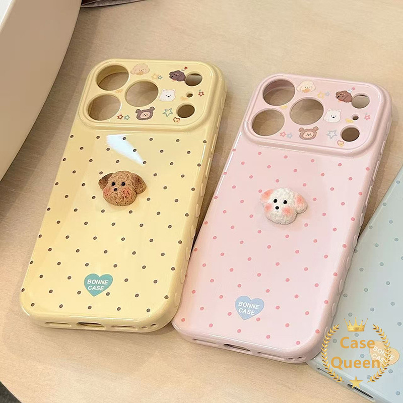 Vỏ chấm bi hoạt hình động vật dễ thương Tương thích cho IPhone XR 17 15 11 14 16 12 13 Pro Max Air X XS Max 15 16 7 8 14 Plus Vỏ chống rơi ống kính cao cấp mềm
