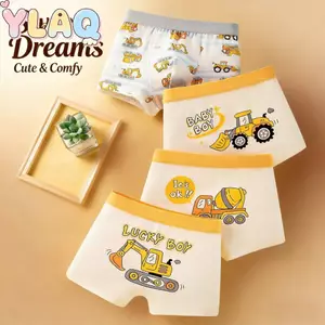 Quần Lót Bé Trai Tập Đi 4 Chiếc Xe Tải Xây Dựng In Mềm Thoáng Khí Trẻ Em Quần Đùi Để Chơi Hàng Ngày