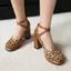 VNTMLH34-43 Kích Thước Lớn Thời Trang Da Báo In Ngón Chân Tròn Gót Dày Gợi Cảm Tất Cả Trận Đấu Giày Đơn Khâu Chữ Thập Dây Đeo Sau Dây Mary Jane Giày