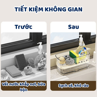 Kệ Đựng Đồ Rửa Chén Nhựa ABS Trong Suốt, Giá Đựng Bồn Rửa Chén Bát Có Khay Thoát Nước Tiện Lợi