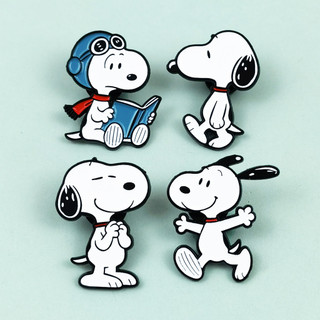 4 Cái / bộ Dễ Thương Snoopy Puppy Trâm Động Vật Kim Loại Huy Hiệu Trẻ Em Túi Trang Trí Pin