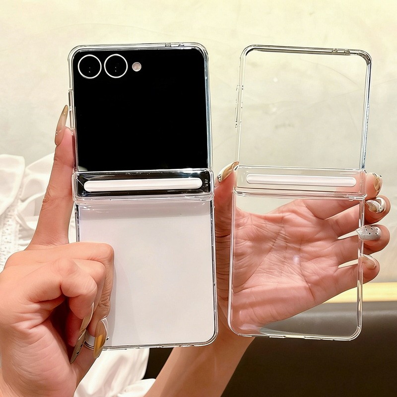 Ốp Điện Thoại Trong Suốt Từ Tính Cho Samsung Galaxy Z Flip 7 7FE Flip 6 Flip 5 Cho Sạc Không Dây Gấp Bìa Cứng