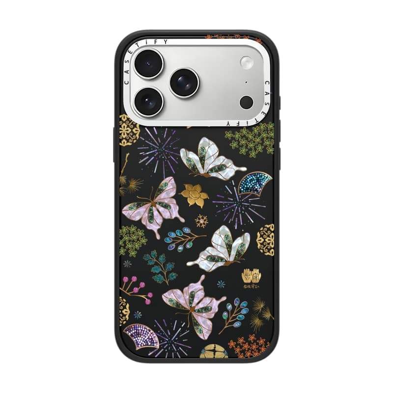 CASECASE X SHANGHCHENGSHI Ốp điện thoại hình con bướm may mắn Phiên bản vòng máy ảnh màu đen mờ cứng hút từ tính Vỏ tác động cho Apple IPhone 13 14 15 16 17 Pro Max Air Plus