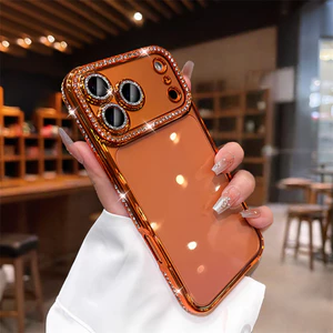 Ốp điện thoại trong suốt kim cương lấp lánh sang trọng cho iPhone 17 Pro Max 16 11 12 13 14 15 pro max 16 plus Bao gồm tất cả bảo vệ ống kính máy ảnh vỏ mềm Vỏ bảo vệ vỏ điện thoại
