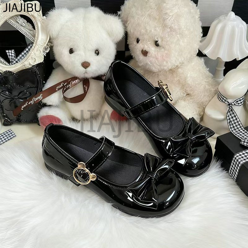 Size 33-46 Giày Công Chúa Gót Thấp Kiểu Pháp Cổ Điển, Kiểu Dáng Giản Dị, Có Nơ, Thích Hợp Cho Cosplay. 45 Giày Da Màu Đỏ/đen Mũi Tròn, Chống Trơn Trượt, Kiểu Dáng Học Sinh Anh Quốc. 44 Korean Fashion Platform Mary Jane Doll Shoes Giày Bệt JK Kiểu Nhật 43